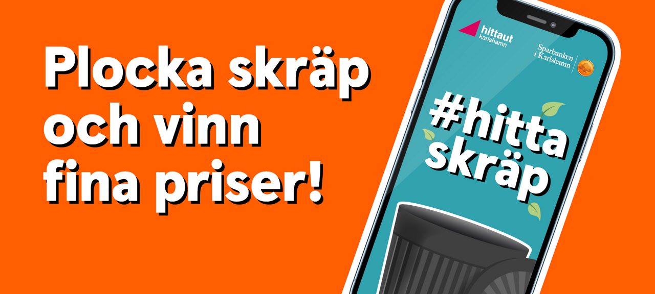 text som lyder: Plocka skräp och vinn fina priser!