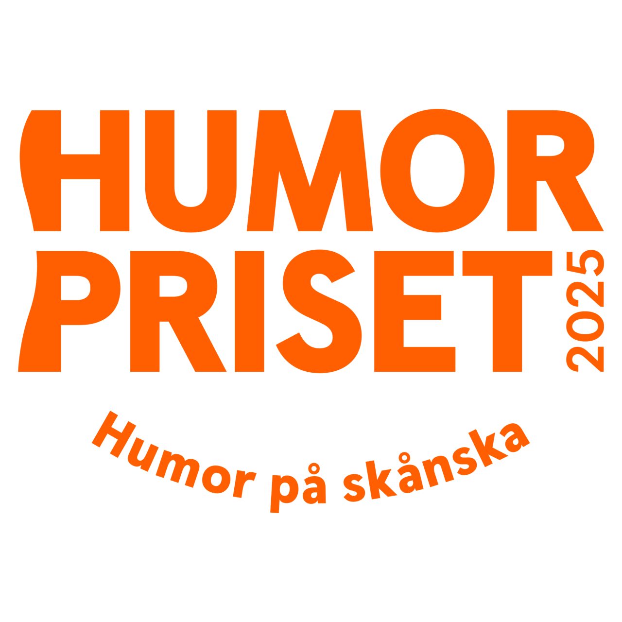 Humorprisets logotyp med texten Humorpriset 2025 Humor på skånska.