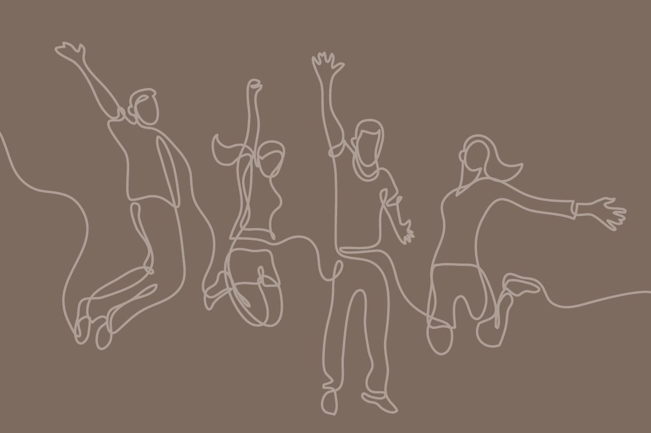 Illustration människor hoppar