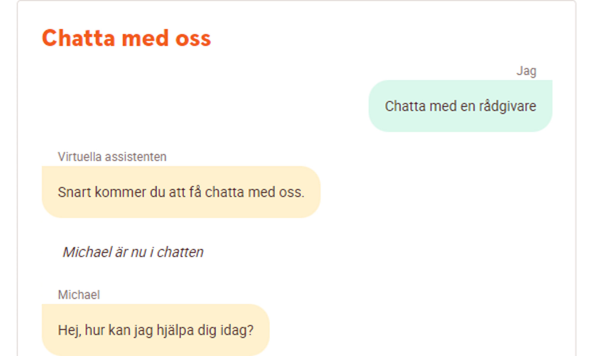 Startad konversation på Sparbankens livechat