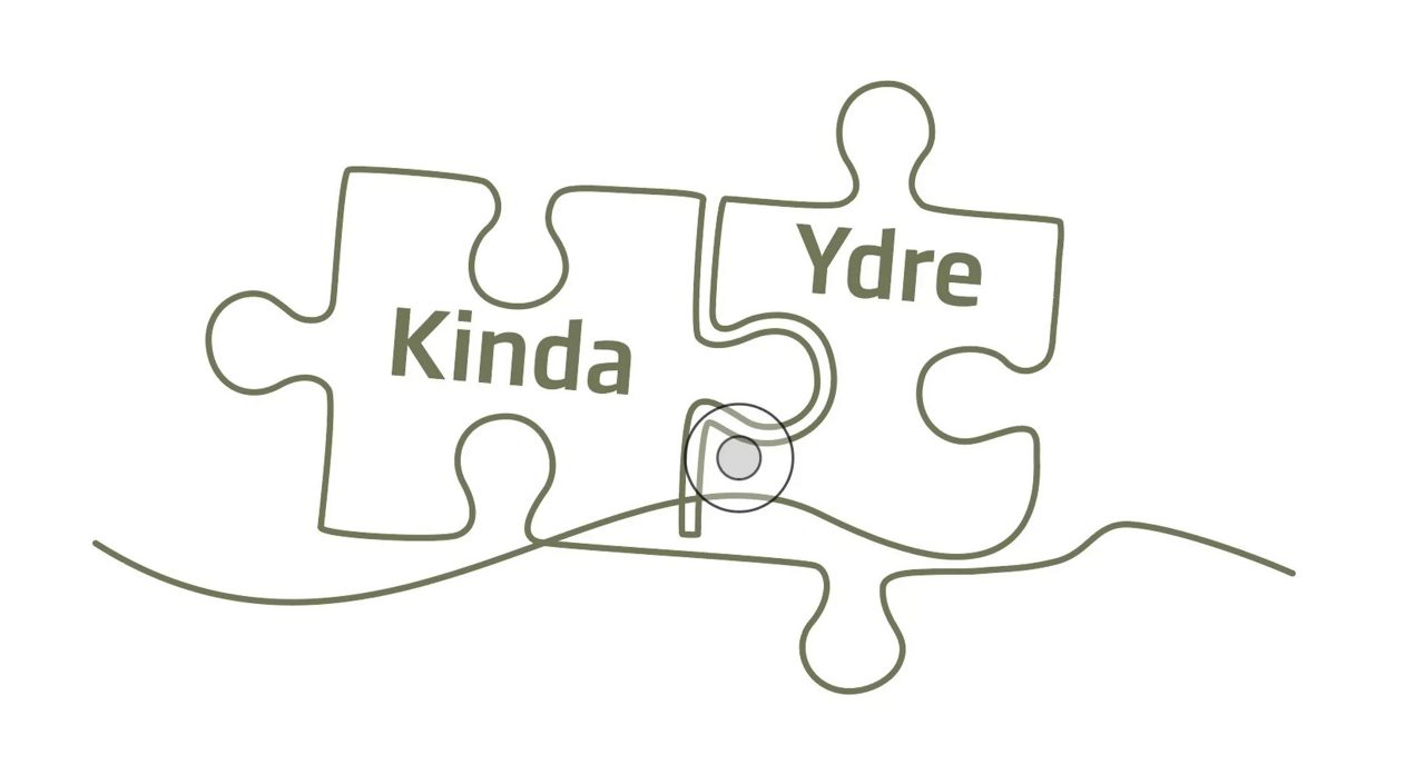 Illustration två pusselbitar med texten Kinda i en och Ydre i den andra