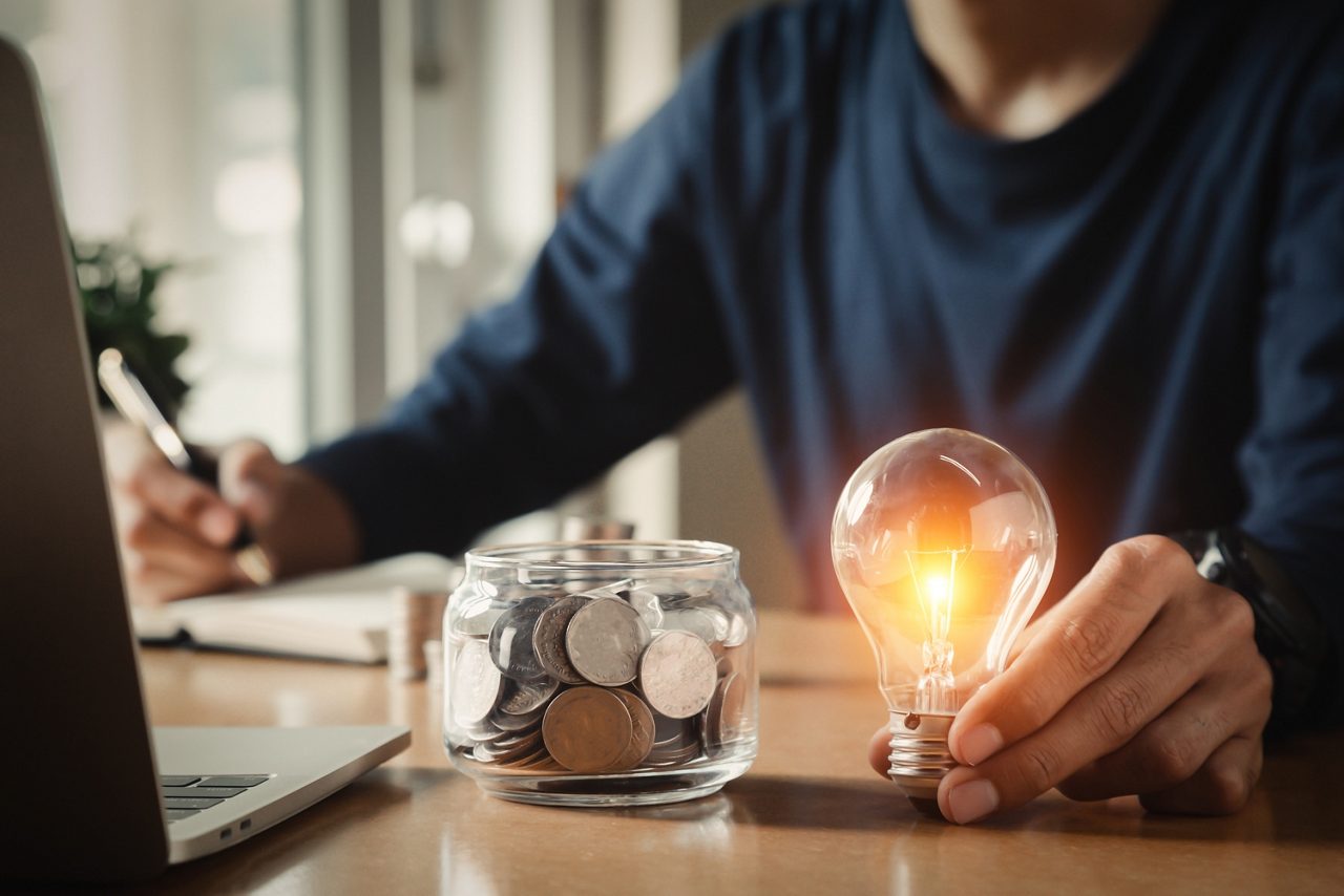 Money and a light bulb.