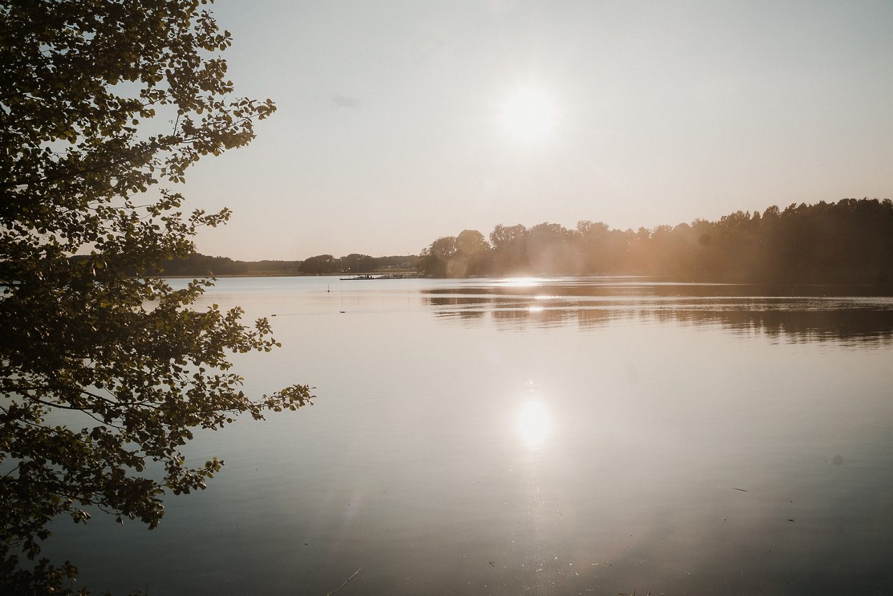 badstrand i morgonljus