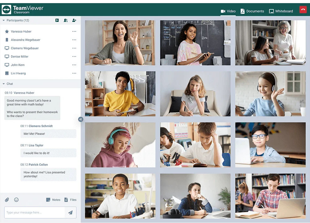 Screenshot of Video Chat in TeamViewer Classroom