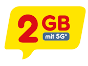 Teaser Tarife 2 GB 5G Netzabdeckung Sprechblase | NettoKOM Tarife
