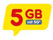 Teaser Tarife 5 GB 5G Netzabdeckung Sprechblase | NettoKOM Tarife