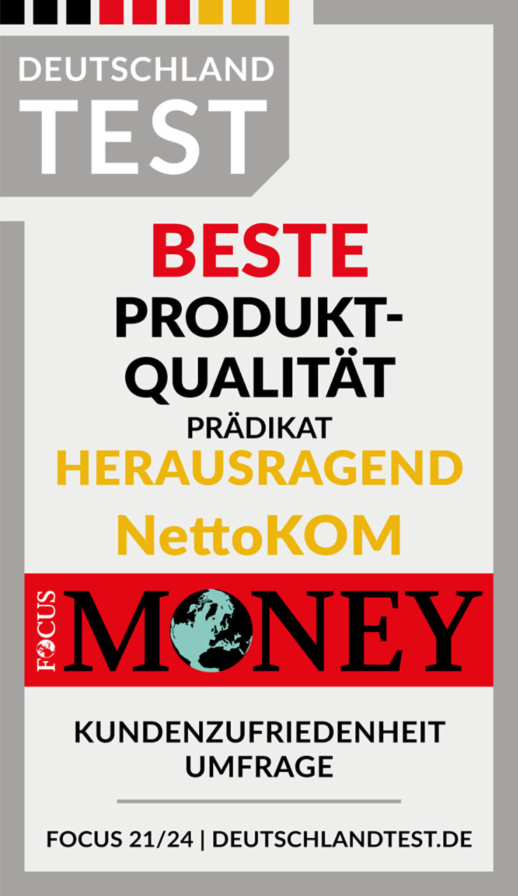 Siegel Focus Money  Produktqualitaet 2024 | NettoKOM Ratgeber 
