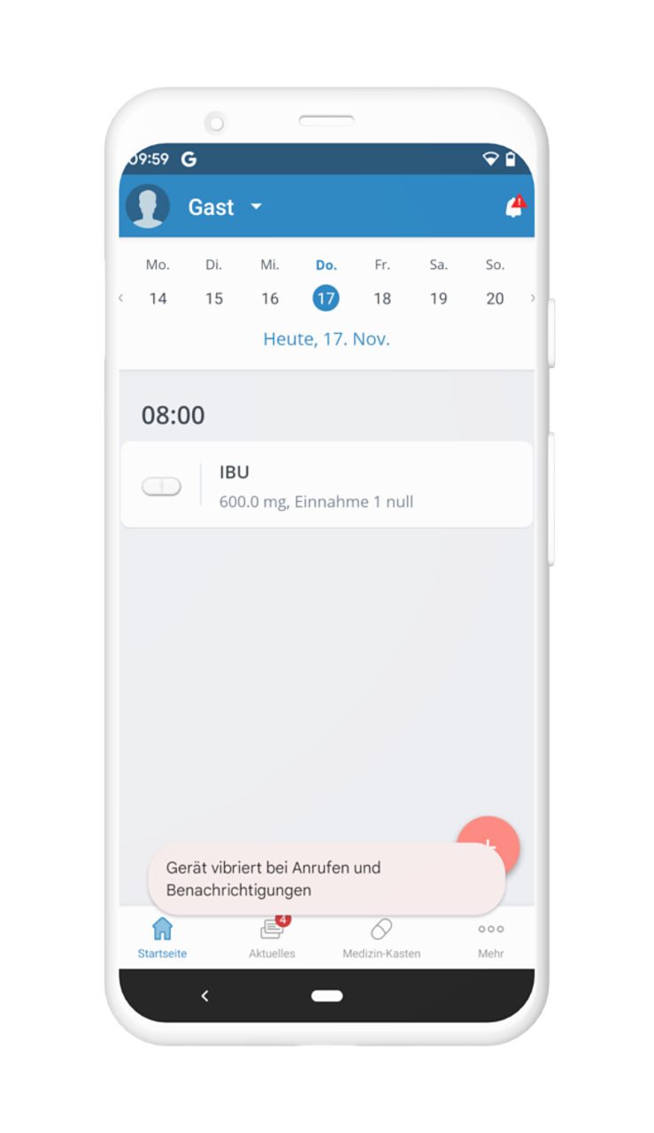MediSafe App-Screenshot - IBU Erinnerung