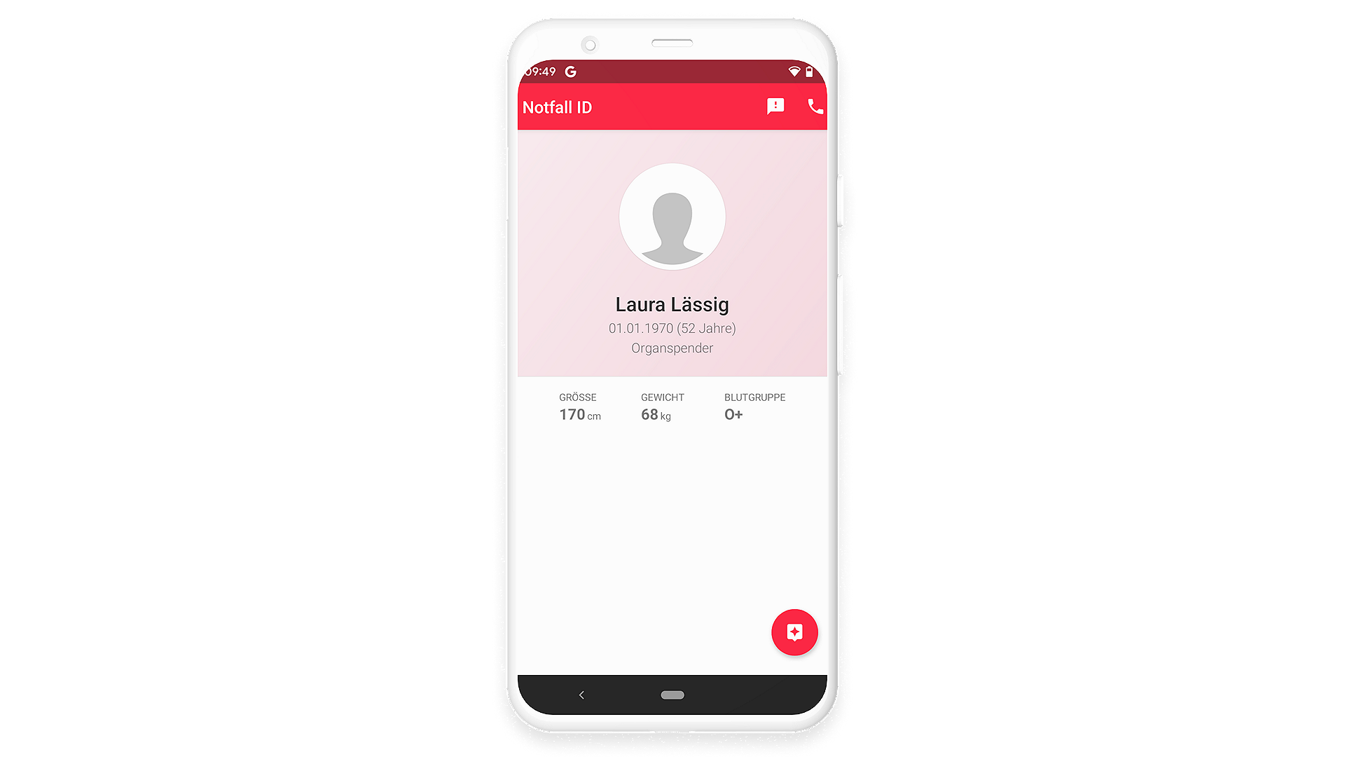 Profil mit medizinischen Daten anlegen in der Handy-App Notfall-ID