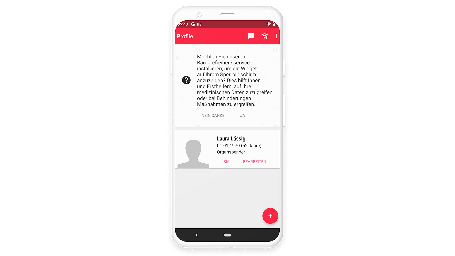 Beispiel-Profil in der Handy-App Notfall-ID