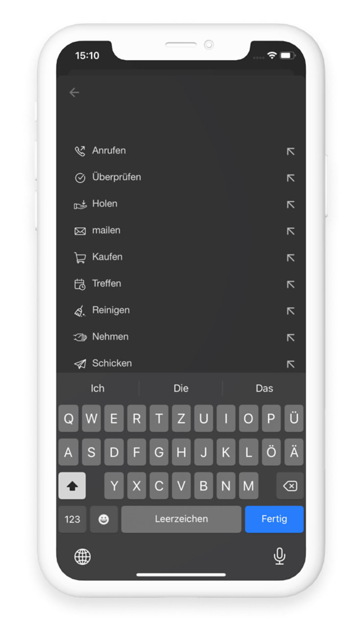 Any.do App-Screenshot - To-Do anlegen