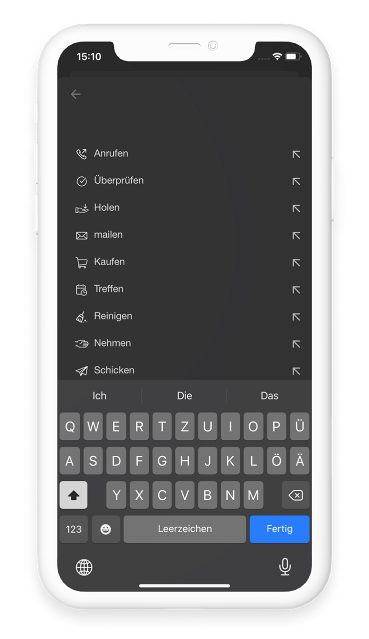 Any.do App-Screenshot - To-Do anlegen