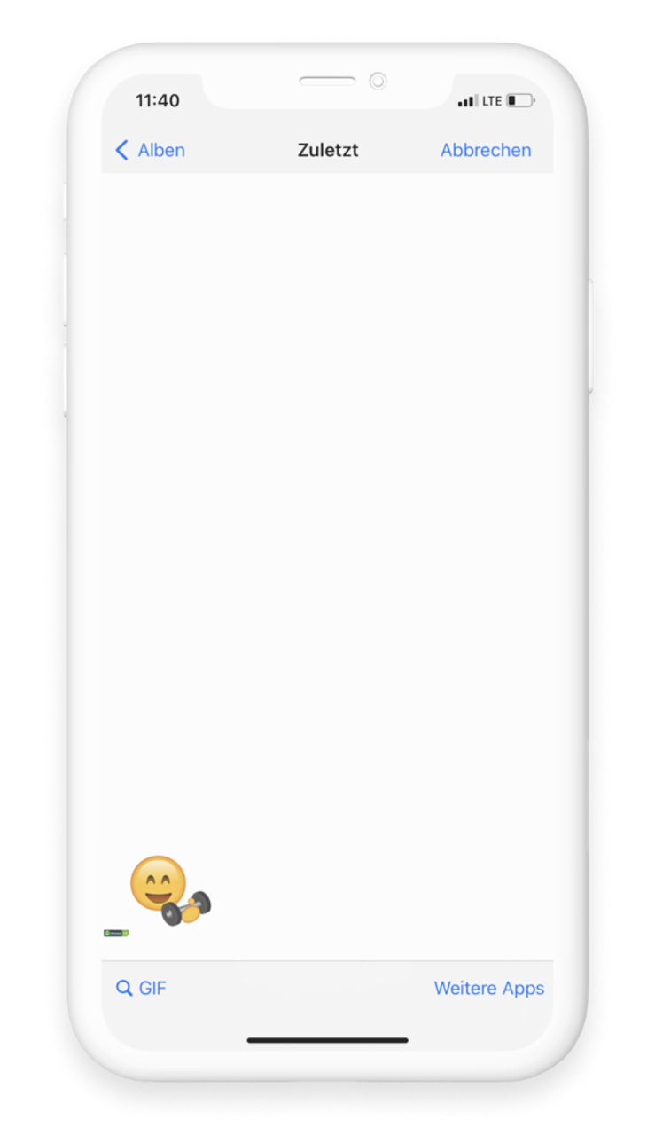 Eigene Emojis nach der Erstellung durch den WhatsApp SIM Smiley-Creator in der Galerie auswählen