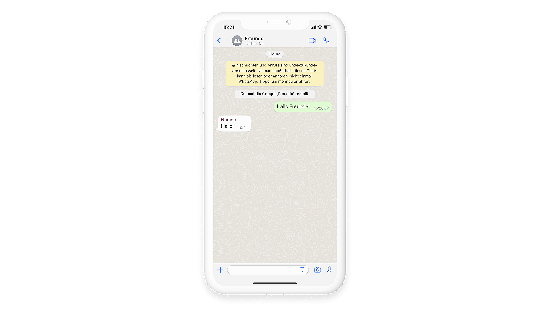 Kontakte können einer WhatsApp Gruppe durch das Öffnen des Chats hinzugefügt werden
