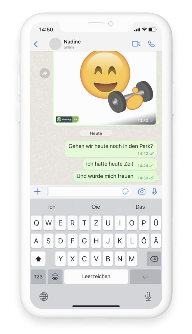 Zwei graue Häkchen bei WhatsApp Nachricht im Gruppen-Chat stehen dafür, dass die Nachricht an alle Teilnehmer zugestellt wurde
