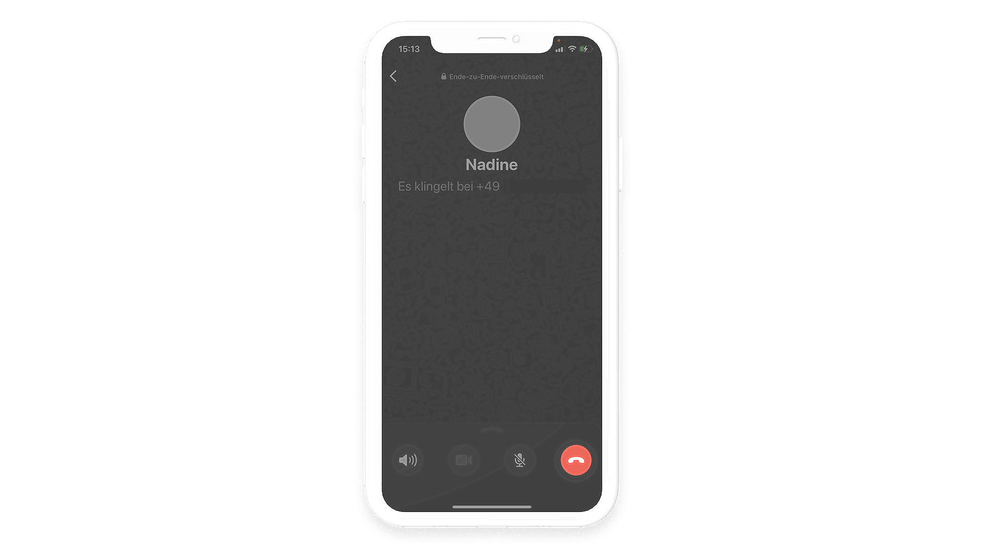 Ein Anruf über WhatsApp kann durch das Tippen auf den roten Hörer beendet werden