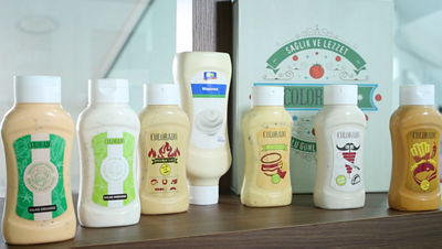 Mayonnaise bottles on shelf