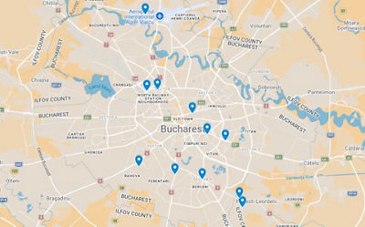 Harta Bucureștiului cu punctele de returnare a coletelor