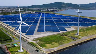 Windmills and solar panels