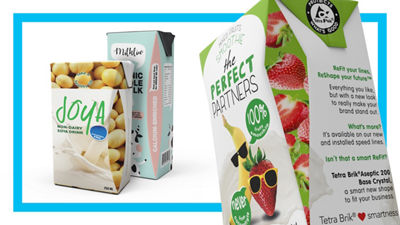 Package designs and a blue frame