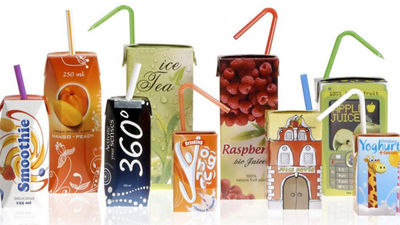 Colourful cartons with drinking straw