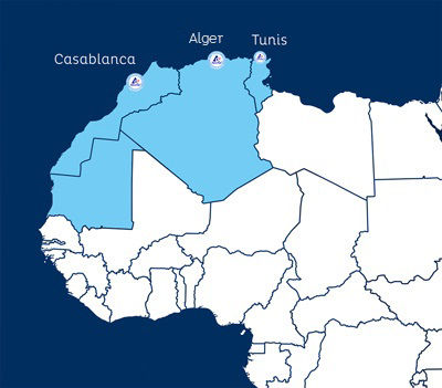 Carte des bureaux Maghreb