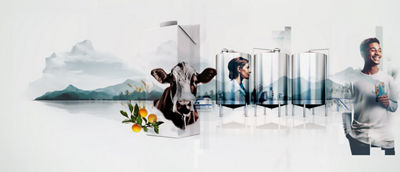 动画像牛和人持有板