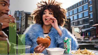 girl eating burger