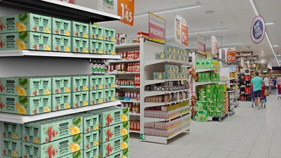 tetra recart on shelf in supermarket