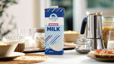 Breakfast table, lactose free milk in Tetra Brik Aseptic carton