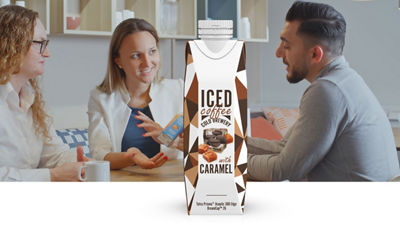 People in a meeting, beverage cartons cut-out