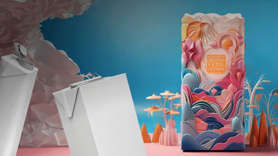 Diseño colorido del envase de cartón