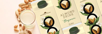 Almond drink packaging tetra rex plant-based stacked bowls with nuts