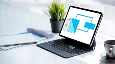 Ekranında çizim yer alan bilgisayar