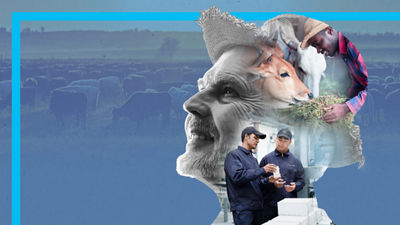 Artistic illustration man with straw hat