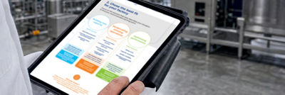 hand holding tablet with infographic