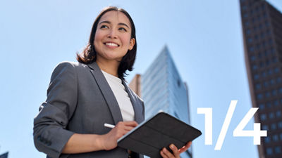 Women with tablet, a fourth