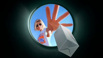 Woman sorting carton package