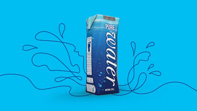 carton package on blue background
