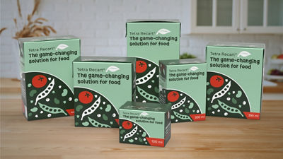 Envases de alimentos Tetra Recart en diferentes tamaños
