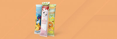 3 ice lollys on orange background