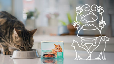 Pet food in Tetra Recart 100 ml and pet iconographic