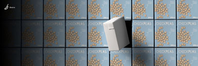 Chick peas in Tetra Recart cartons, one white carton standing out