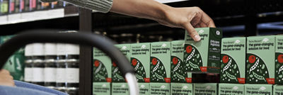 Choosing Tetra Recart cartons in the grocery store