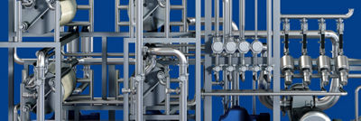 Equipamento de processamento para filtração, fundo azul