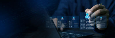 Digital contact us forms in front of laptop and hand