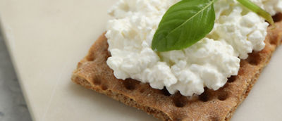 Cottage cheese on a cracker