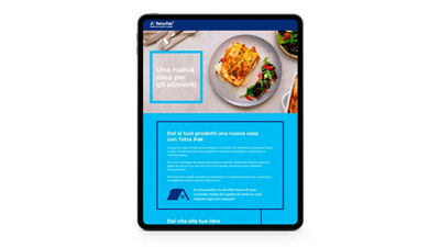 image of a tablet with a tetra pak landing page on