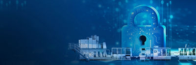 Production line with padlock in the background