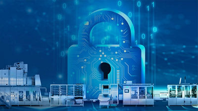 Production line with padlock in the background